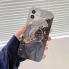 Frosted Watercolor Marble TPU Protective Case with Holder For iPhone 11 Pro Max(Black) - 1