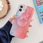 Frosted Watercolor Marble TPU Protective Case with Foldable Holder For iPhone 11 Pro Max(Pink) - 1