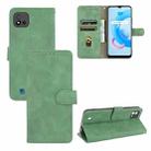 For OPPO Realme C11 (2021) / Realme C20 Solid Color Skin Feel Magnetic Buckle Horizontal Flip Calf Texture PU Leather Case with Holder & Card Slots & Wallet(Green) - 1