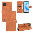 For OPPO Realme C11 (2021) / Realme C20 Solid Color Skin Feel Magnetic Buckle Horizontal Flip Calf Texture PU Leather Case with Holder & Card Slots & Wallet(Brown) - 1