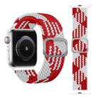 Buckle Braided Elastic Strap Watch Band For Apple Watch Series 7 45mm / 6 & SE & 5 & 4 44mm / 3 & 2 & 1 42mm(Red and White) - 1