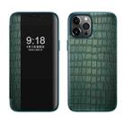 Crocodile Texture Display Window Horizontal Flip Leather Case For iPhone 11(Green) - 1