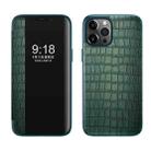 Crocodile Texture Display Window Horizontal Flip Leather Case For iPhone 11 Pro Max(Green) - 1