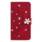 For iPhone 7 Plus / 8 Plus Calf Pattern Diamond Mandala Double Folding Design Embossed Leather Case with Wallet & Holder & Card Slots(Red) - 2