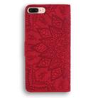 For iPhone 7 Plus / 8 Plus Calf Pattern Diamond Mandala Double Folding Design Embossed Leather Case with Wallet & Holder & Card Slots(Red) - 3