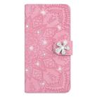 For iPhone 7 Plus / 8 Plus Calf Pattern Diamond Mandala Double Folding Design Embossed Leather Case with Wallet & Holder & Card Slots(Pink) - 2