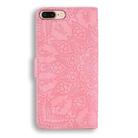 For iPhone 7 Plus / 8 Plus Calf Pattern Diamond Mandala Double Folding Design Embossed Leather Case with Wallet & Holder & Card Slots(Pink) - 3