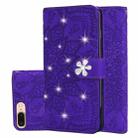 For iPhone 7 Plus / 8 Plus Calf Pattern Diamond Mandala Double Folding Design Embossed Leather Case with Wallet & Holder & Card Slots(Purple) - 1