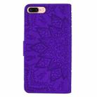 For iPhone 7 Plus / 8 Plus Calf Pattern Diamond Mandala Double Folding Design Embossed Leather Case with Wallet & Holder & Card Slots(Purple) - 3