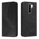 For Xiaomi Redmi 9 Skin Feel Magnetic S-type Solid Color Horizontal Flip Leather Case with Holder & Card Slot & Wallet(Black) - 1