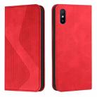 For Xiaomi Redmi 9A Skin Feel Magnetic S-type Solid Color Horizontal Flip Leather Case with Holder & Card Slot & Wallet(Red) - 1