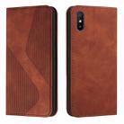 For Xiaomi Redmi 9A Skin Feel Magnetic S-type Solid Color Horizontal Flip Leather Case with Holder & Card Slot & Wallet(Brown) - 1