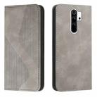 For Xiaomi Redmi Note 8 Pro Skin Feel Magnetic S-type Solid Color Horizontal Flip Leather Case with Holder & Card Slot & Wallet(Grey) - 1