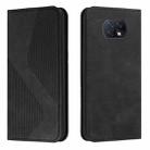 For Xiaomi Redmi Note 9 5G / Note 9T Skin Feel Magnetic S-type Solid Color Horizontal Flip Leather Case with Holder & Card Slot & Wallet(Black) - 1