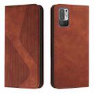 For Xiaomi Redmi Note 10 5G Skin Feel Magnetic S-type Solid Color Horizontal Flip Leather Case with Holder & Card Slot & Wallet(Brown) - 1