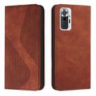 For Xiaomi Redmi Note 10 Pro Skin Feel Magnetic S-type Solid Color Horizontal Flip Leather Case with Holder & Card Slot & Wallet(Brown) - 1