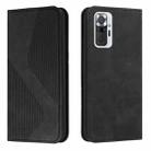 For Xiaomi Redmi Note 10 Pro Skin Feel Magnetic S-type Solid Color Horizontal Flip Leather Case with Holder & Card Slot & Wallet(Black) - 1