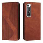 For Xiaomi Mi 10S Skin Feel Magnetic S-type Solid Color Horizontal Flip Leather Case with Holder & Card Slot & Wallet(Brown) - 1