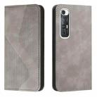 For Xiaomi Mi 10S Skin Feel Magnetic S-type Solid Color Horizontal Flip Leather Case with Holder & Card Slot & Wallet(Grey) - 1
