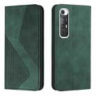 For Xiaomi Mi 10S Skin Feel Magnetic S-type Solid Color Horizontal Flip Leather Case with Holder & Card Slot & Wallet(Green) - 1