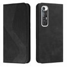 For Xiaomi Mi 10S Skin Feel Magnetic S-type Solid Color Horizontal Flip Leather Case with Holder & Card Slot & Wallet(Black) - 1