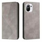 For Xiaomi Mi 11 Skin Feel Magnetic S-type Solid Color Horizontal Flip Leather Case with Holder & Card Slot & Wallet(Grey) - 1