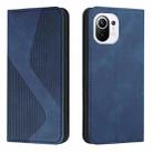 For Xiaomi Mi 11 Skin Feel Magnetic S-type Solid Color Horizontal Flip Leather Case with Holder & Card Slot & Wallet(Blue) - 1