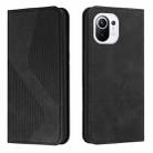For Xiaomi Mi 11 Skin Feel Magnetic S-type Solid Color Horizontal Flip Leather Case with Holder & Card Slot & Wallet(Black) - 1