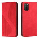For Xiaomi Poco M3 Skin Feel Magnetic S-type Solid Color Horizontal Flip Leather Case with Holder & Card Slot & Wallet(Red) - 1