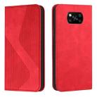 For Xiaomi Poco X3 NFC Skin Feel Magnetic S-type Solid Color Horizontal Flip Leather Case with Holder & Card Slot & Wallet(Red) - 1