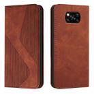 For Xiaomi Poco X3 NFC Skin Feel Magnetic S-type Solid Color Horizontal Flip Leather Case with Holder & Card Slot & Wallet(Brown) - 1