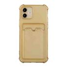 For iPhone 11 TPU Dropproof Protective Back Case with Card Slot (Gold) - 1