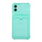 For iPhone 11 Pro TPU Dropproof Protective Back Case with Card Slot (Green) - 1