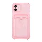 For iPhone 11 Pro Max TPU Dropproof Protective Back Case with Card Slot (Pink) - 1