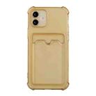 For iPhone 11 Pro Max TPU Dropproof Protective Back Case with Card Slot (Gold) - 1