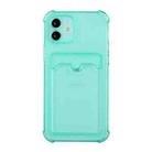 For iPhone 12 Pro Max TPU Dropproof Protective Back Case with Card Slot(Green) - 1