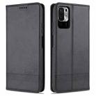 For Xiaomi Redmi Note 10 5G AZNS Magnetic Calf Texture Horizontal Flip Leather Case with Card Slots & Holder & Wallet(Black) - 1