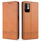 For Xiaomi Poco M3 Pro 5G AZNS Magnetic Calf Texture Horizontal Flip Leather Case with Card Slots & Holder & Wallet(Light Brown) - 1