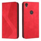 For Motorola Moto E6 Skin Feel Magnetic S-type Solid Color Horizontal Flip Leather Case with Holder & Card Slot & Wallet(Red) - 1