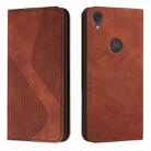 For Motorola Moto E6 Skin Feel Magnetic S-type Solid Color Horizontal Flip Leather Case with Holder & Card Slot & Wallet(Brown) - 1