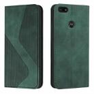 For Motorola Moto E6 Play Skin Feel Magnetic S-type Solid Color Horizontal Flip Leather Case with Holder & Card Slot & Wallet(Green) - 1