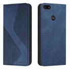 For Motorola Moto E6 Play Skin Feel Magnetic S-type Solid Color Horizontal Flip Leather Case with Holder & Card Slot & Wallet(Blue) - 1