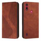 For Motorola Moto E6s 2020 Skin Feel Magnetic S-type Solid Color Horizontal Flip Leather Case with Holder & Card Slot & Wallet(Brown) - 1