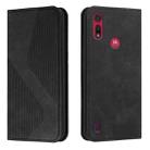 For Motorola Moto E6s 2020 Skin Feel Magnetic S-type Solid Color Horizontal Flip Leather Case with Holder & Card Slot & Wallet(Black) - 1