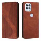 For Motorola Moto Edge S Skin Feel Magnetic S-type Solid Color Horizontal Flip Leather Case with Holder & Card Slot & Wallet(Brown) - 1