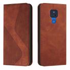 For Motorola Moto G Play 2021 Skin Feel Magnetic S-type Solid Color Horizontal Flip Leather Case with Holder & Card Slot & Wallet(Brown) - 1