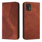 For Motorola Moto G Stylus 2021 Skin Feel Magnetic S-type Solid Color Horizontal Flip Leather Case with Holder & Card Slot & Wallet(Brown) - 1