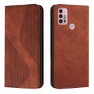 For Motorola Moto G10 / G30 Skin Feel Magnetic S-type Solid Color Horizontal Flip Leather Case with Holder & Card Slot & Wallet(Brown) - 1