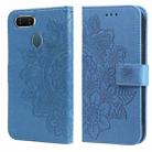 For OPPO A7 / A5s 7-petal Flowers Embossing Pattern Horizontal Flip PU Leather Case with Holder & Card Slots & Wallet & Photo Frame(Blue) - 1