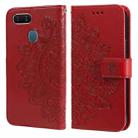 For OPPO A7 / A5s 7-petal Flowers Embossing Pattern Horizontal Flip PU Leather Case with Holder & Card Slots & Wallet & Photo Frame(Red) - 1